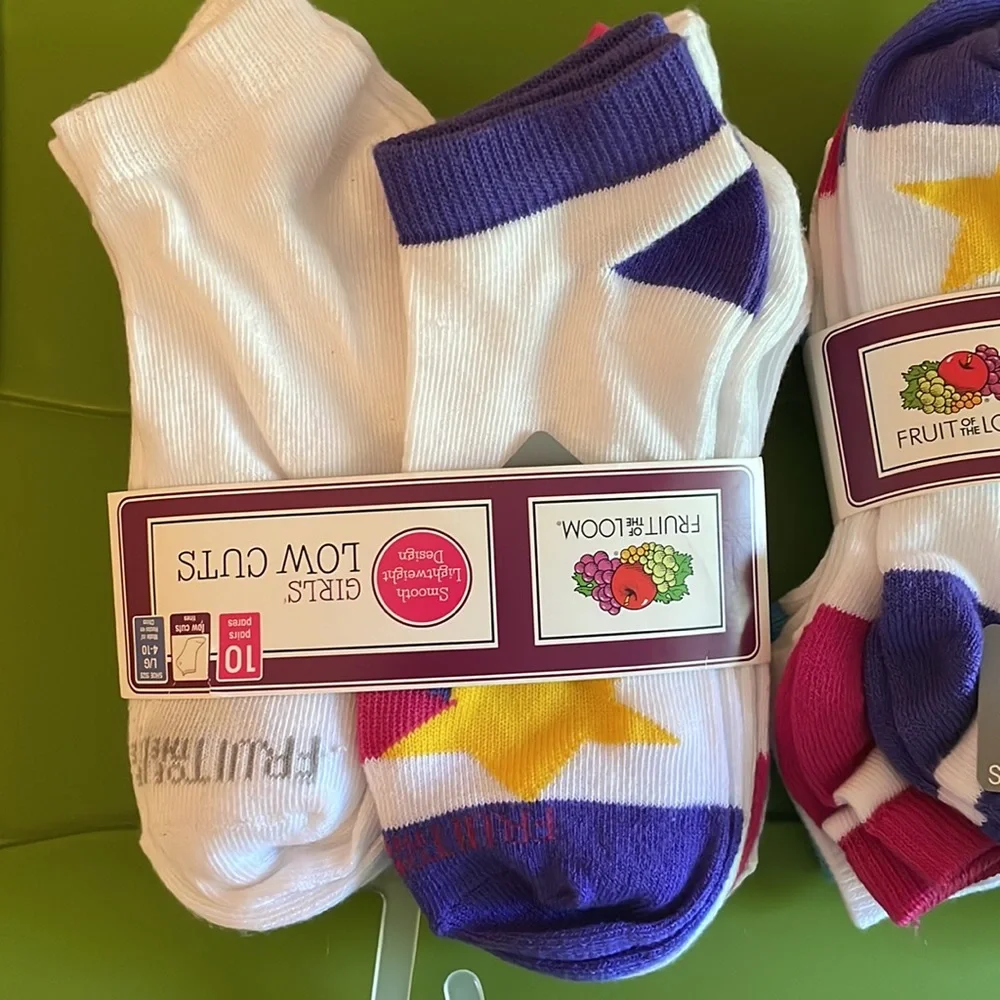 Fruit of the loom girls‎ low cut socks white and some with stars